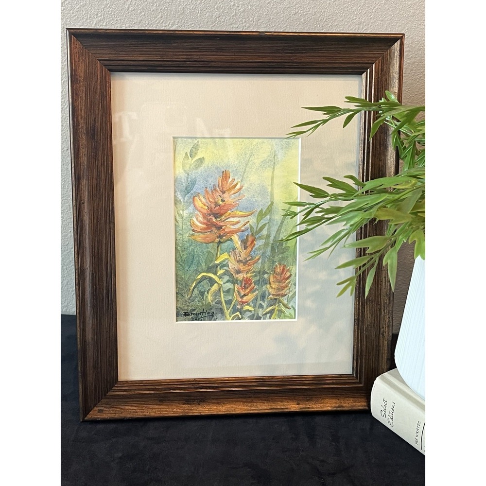 Pat Branting Signed Numbered 4/25 Floral Watercolor Print Framed Wildflowers
